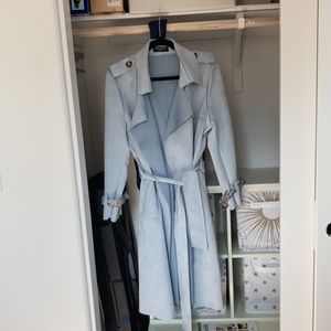 Faux suede lightweight trench coat